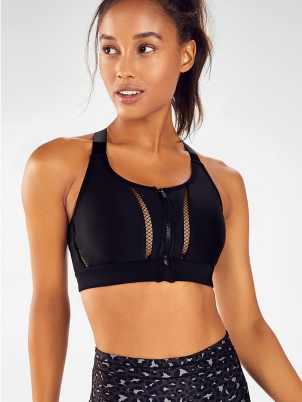Fabletics Zoe High-Impact Front-Zip Sports Bra - Black NWT
